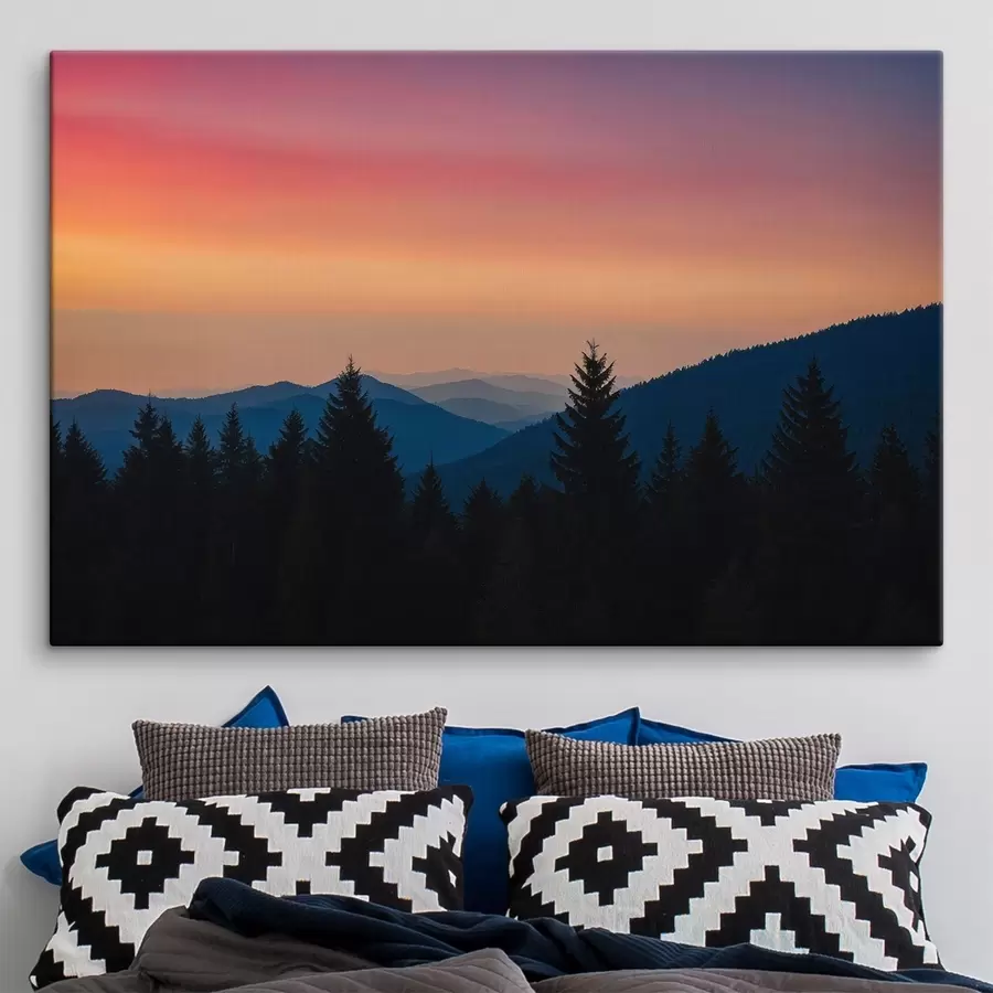 Pilt Must mets päikeseloojangul s44096