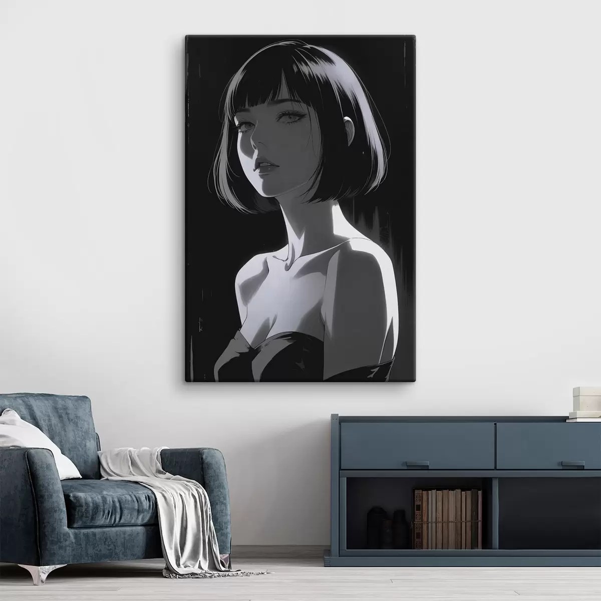 Pilt Plakat tüdrukuga mustal taustal s44103