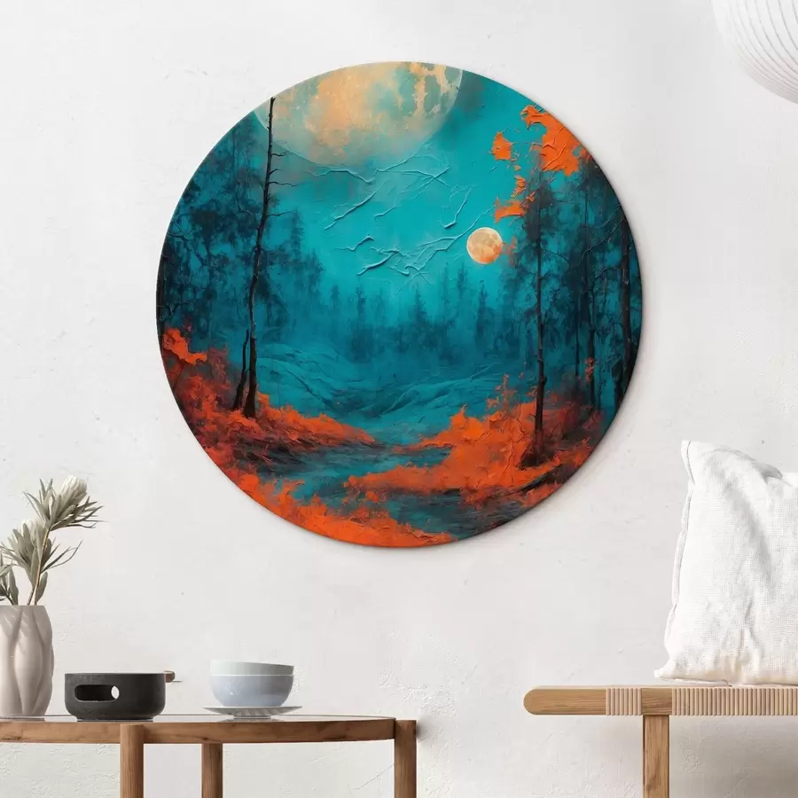 Pilt Must mets mustas kuus õlimaalide stiilis r44063