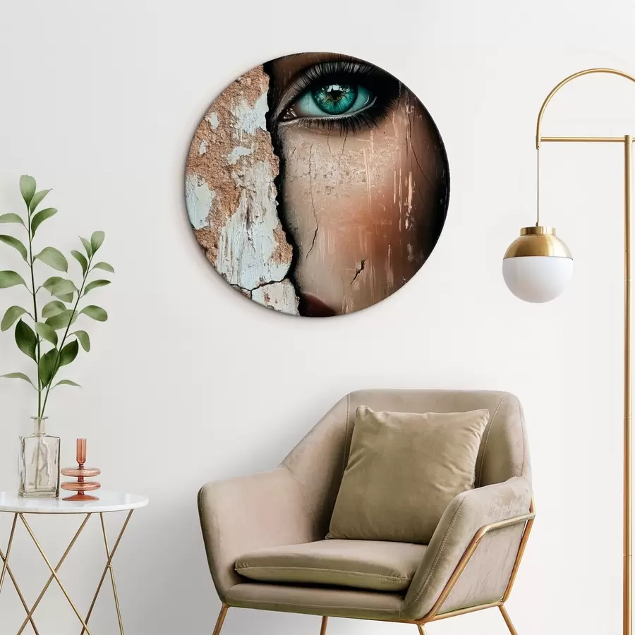 Pilt Tüdruku nägu vana seina taga r44069