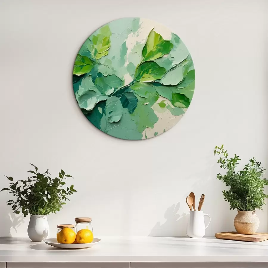 Pilt Roheliste lehtedega haru õlimaalide stiilis r44075