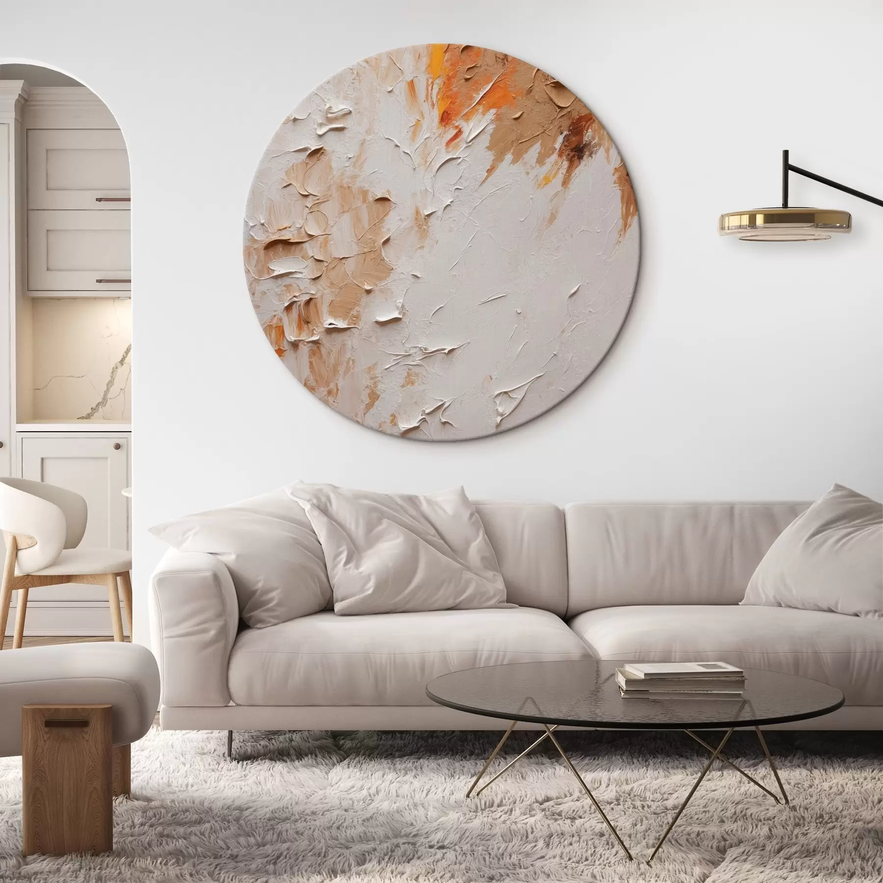 Fototapeedid Abstraktne õlimaal valgete ja pruunide värvidega r44076