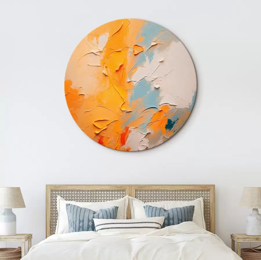 Pilt Abstraktne õlimaal kollaste ja siniste värvidega r44077