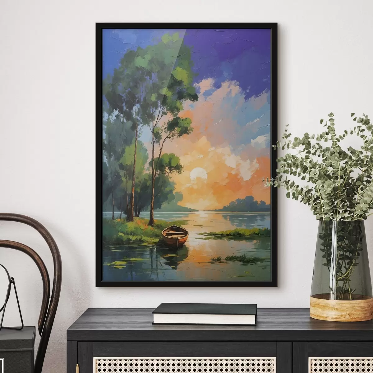 Plakat Paat saare lähedal akrüülmaalide stiilis f44065