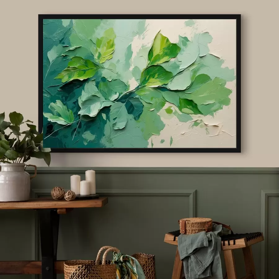 Pilt Roheliste lehtedega haru õlimaalide stiilis f44075
