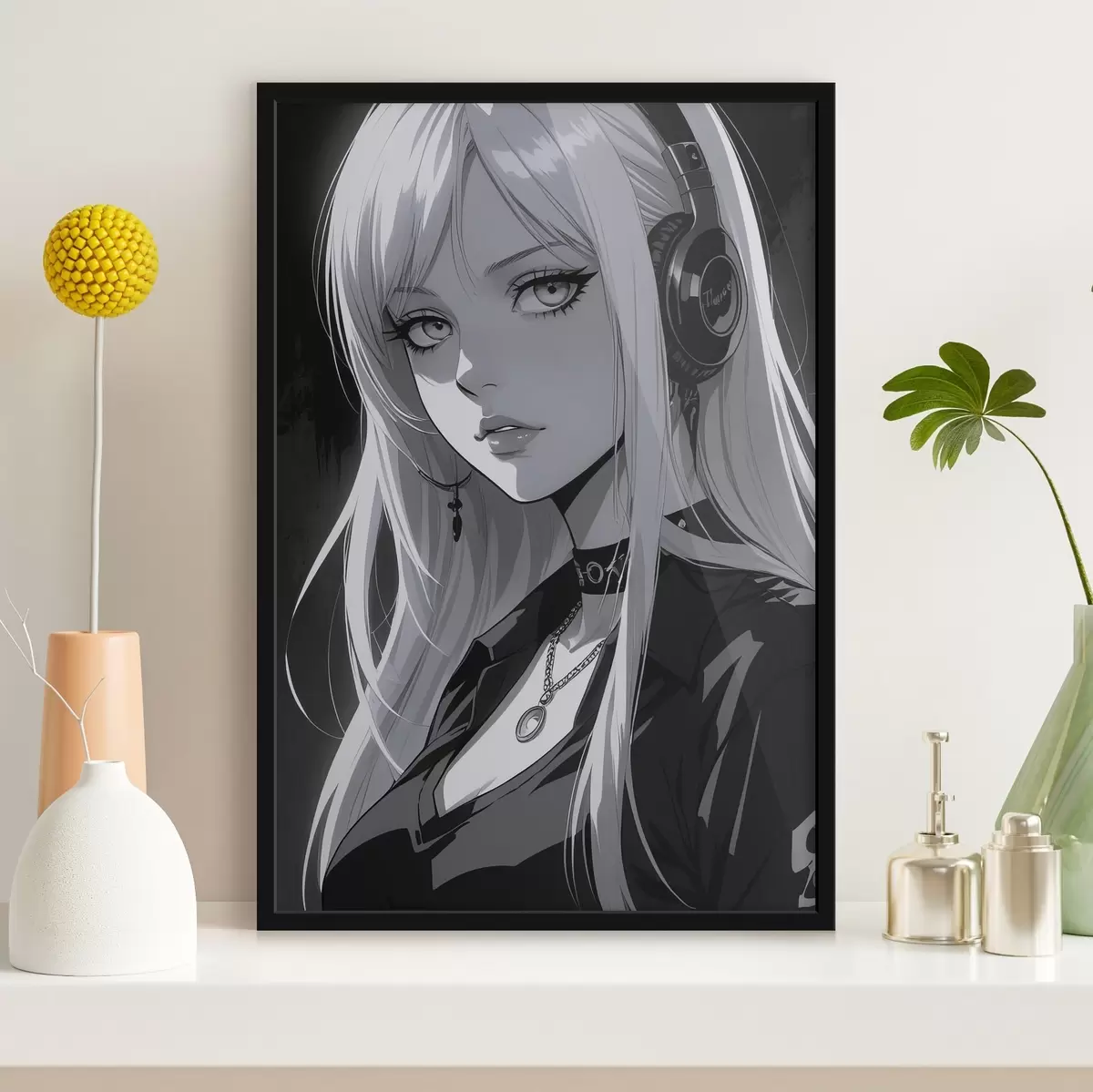 Plakat Plakat tüdruku kõrvaklappidega f44102