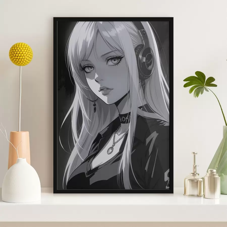 Fototapeedid Plakat tüdruku kõrvaklappidega f44102