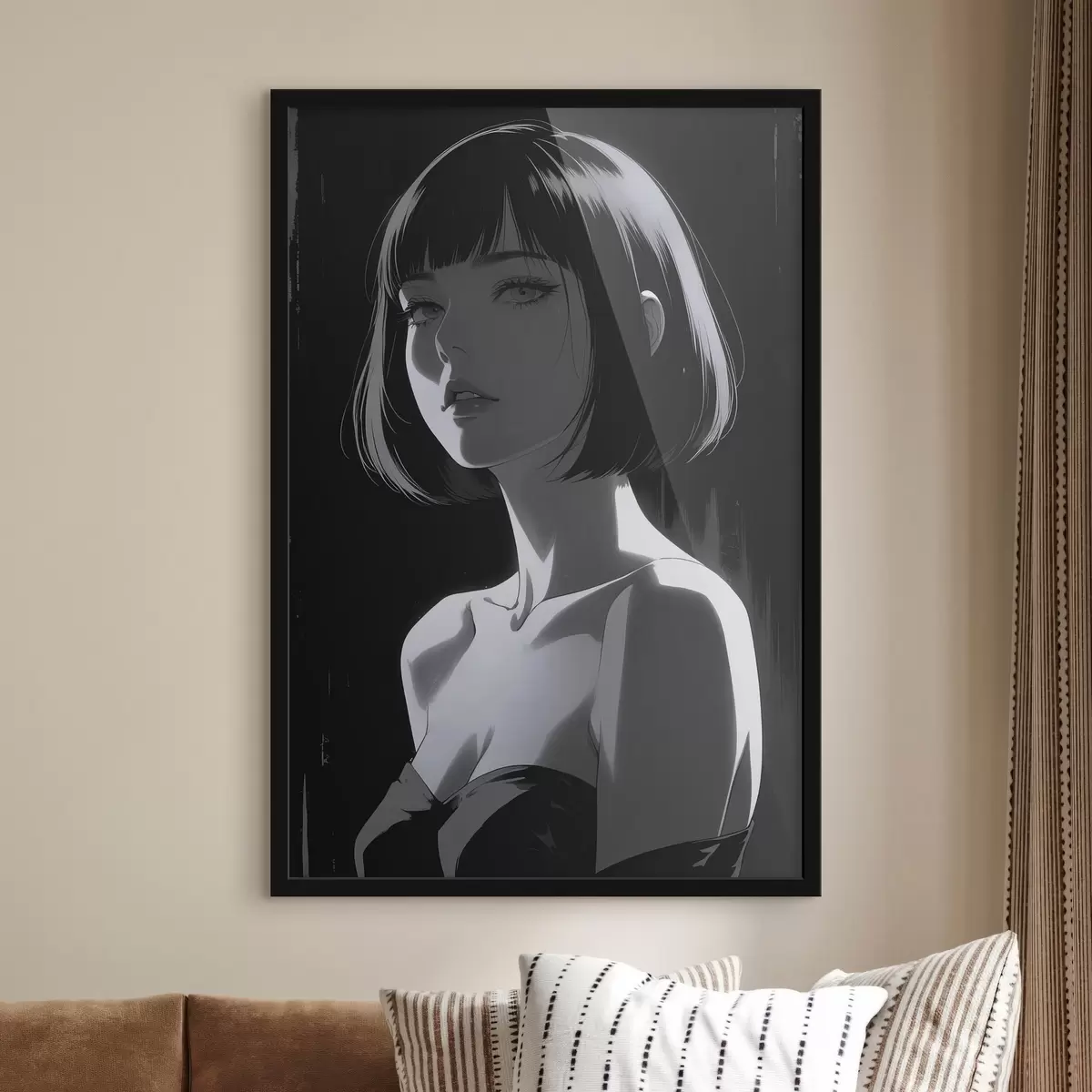 Plakat Plakat tüdrukuga mustal taustal f44103