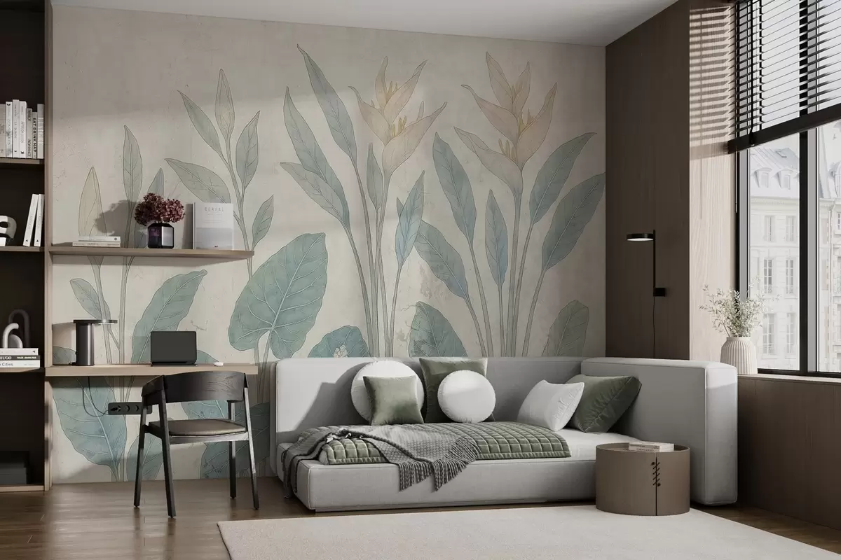 Fototapeedid Grunge lehed vanal seinal w03823