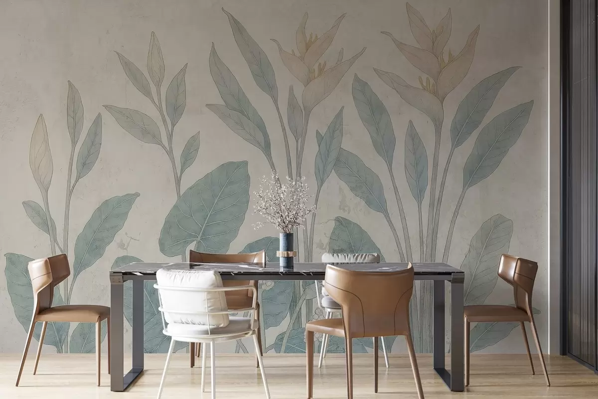 Fototapeedid Grunge lehed vanal seinal w03823