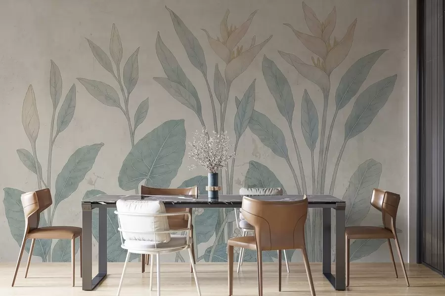 Fototapeedid Grunge lehed vanal seinal w03823