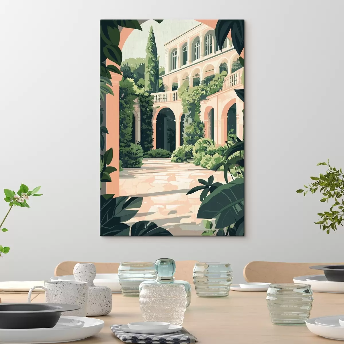 Pilt Vahemere arhitektuur, troopiline loodus, kortermaja, villa koos aiaga s44150