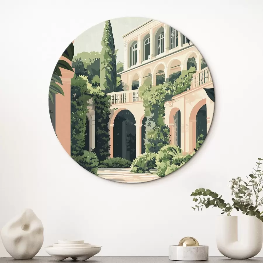 Pilt Vahemere arhitektuur, troopiline loodus, kortermaja, villa koos aiaga r44150