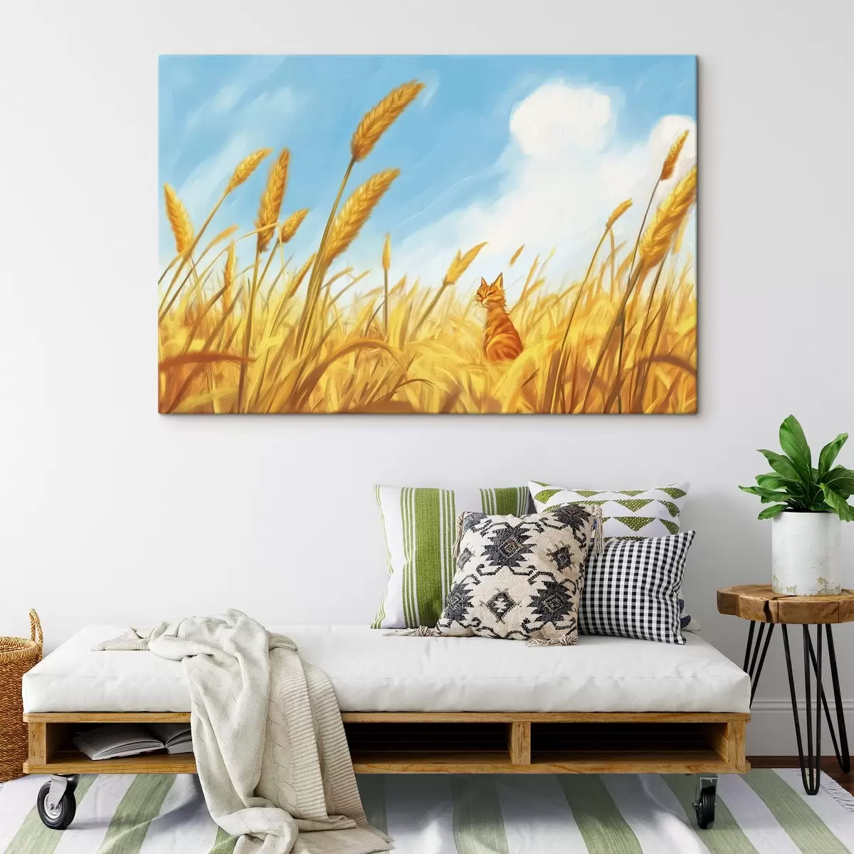 Pilt Kass põllul koos nisutõrvega s44211