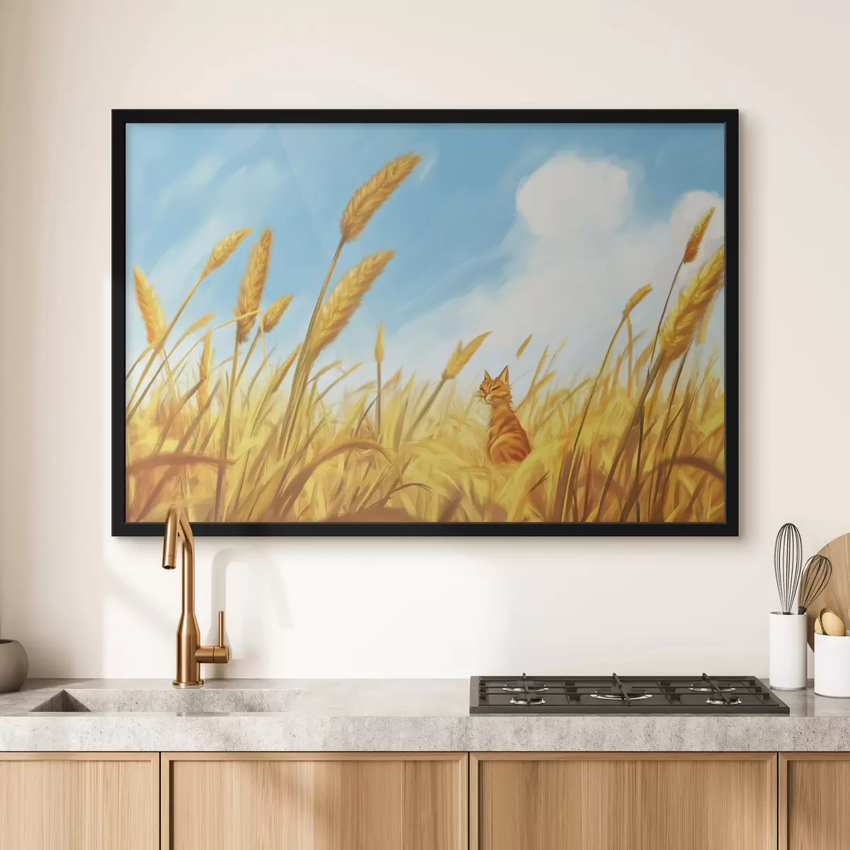 Plakat Kass põllul koos nisutõrvega f44211