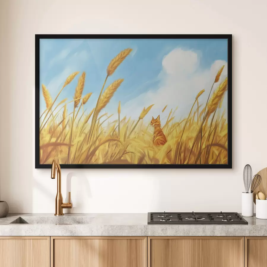 Fototapeedid Kass põllul koos nisutõrvega f44211