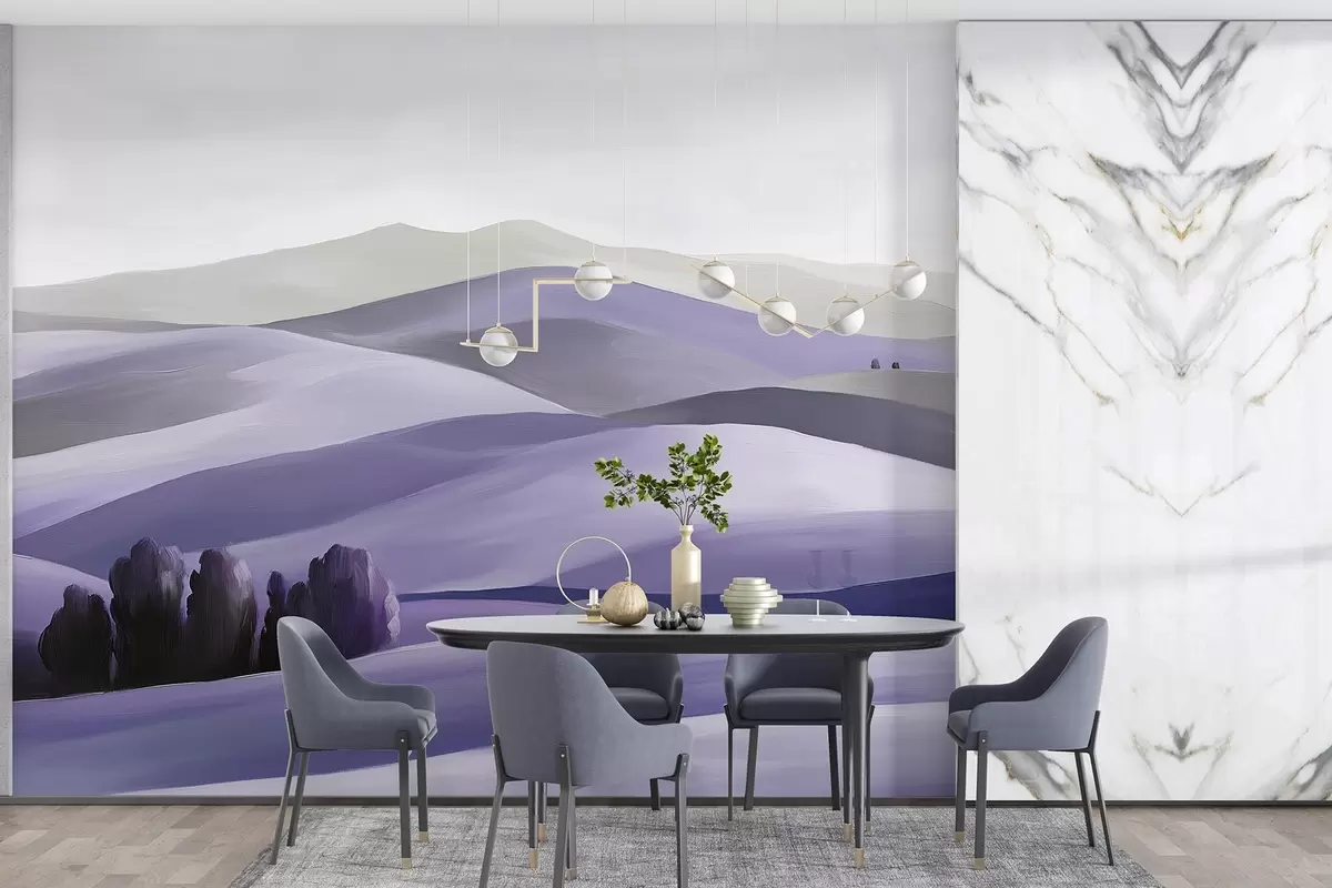 Fototapeedid Maastikud puudega, Toscana, lillad värvid, õli stiilis w03880v3