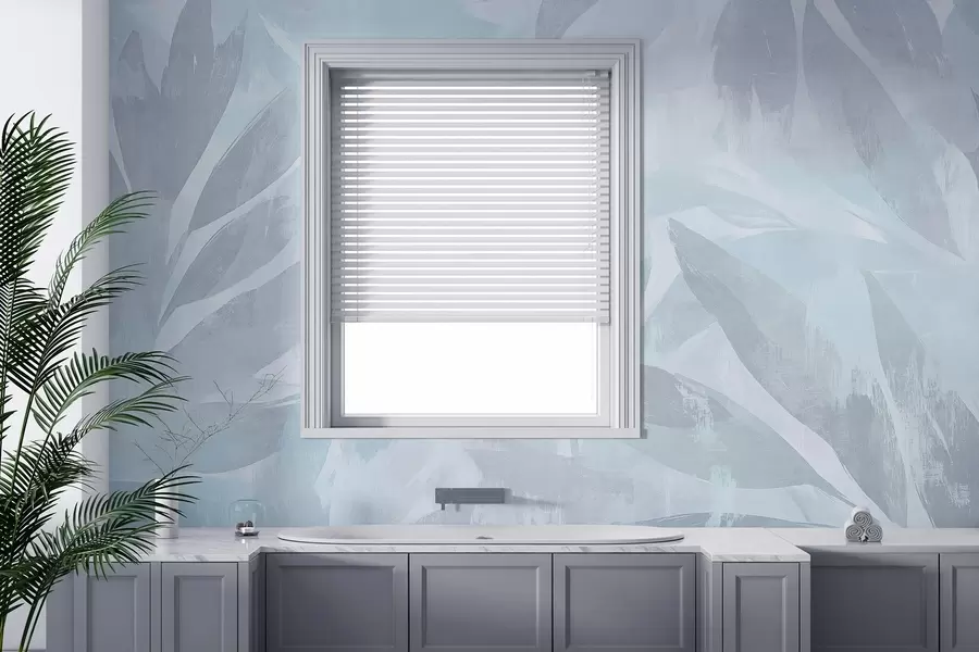 Fototapeedid Troopilised lehed, lillelised, palmid, pastelsed värvid, sinised värvid w03881v2