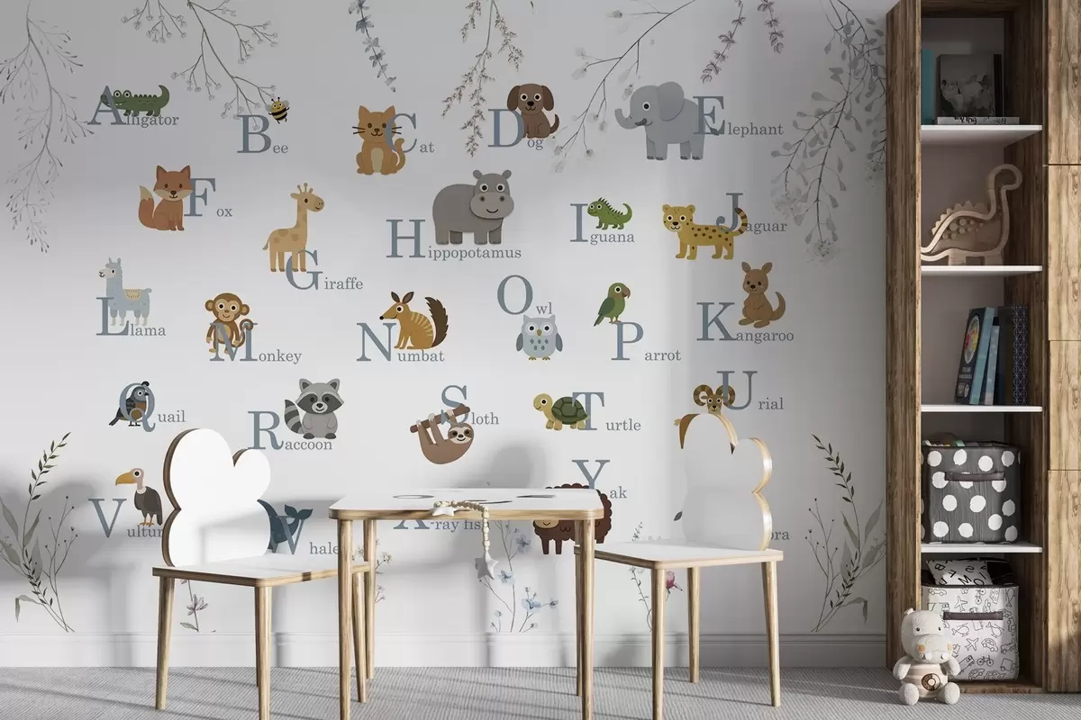 Fototapeedid Minimalistlik tähestik siniste tähtedega w03808