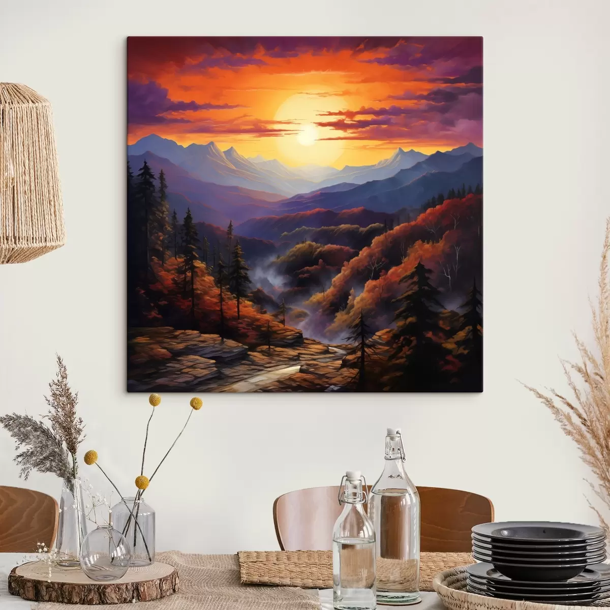 Pilt Mets ja mäed päikeseloojangul s44045