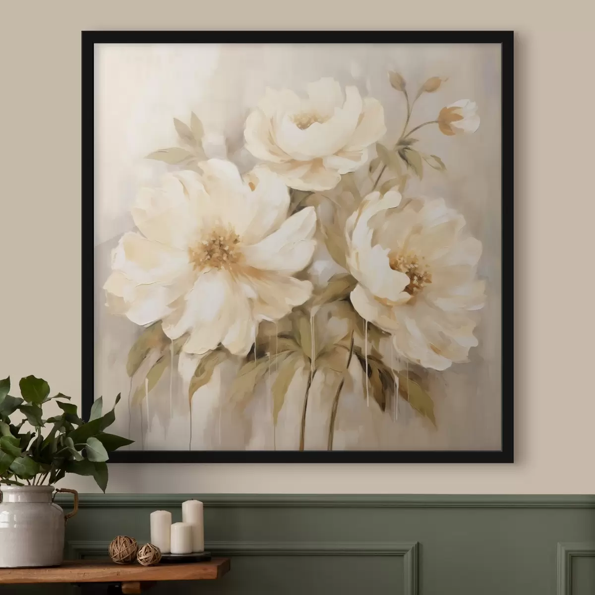 Plakat Valge kroonlehtedega lilleline kooslus f44043