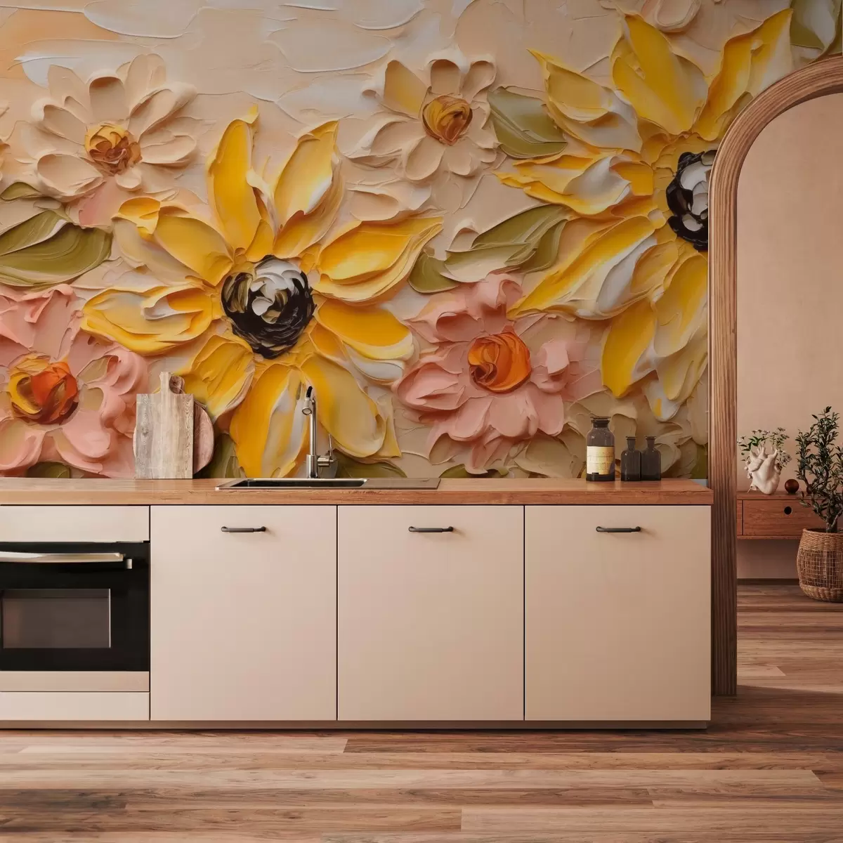 Fototapeedid Heledad lilled, mis imiteerivad pintslitõmbed w03898