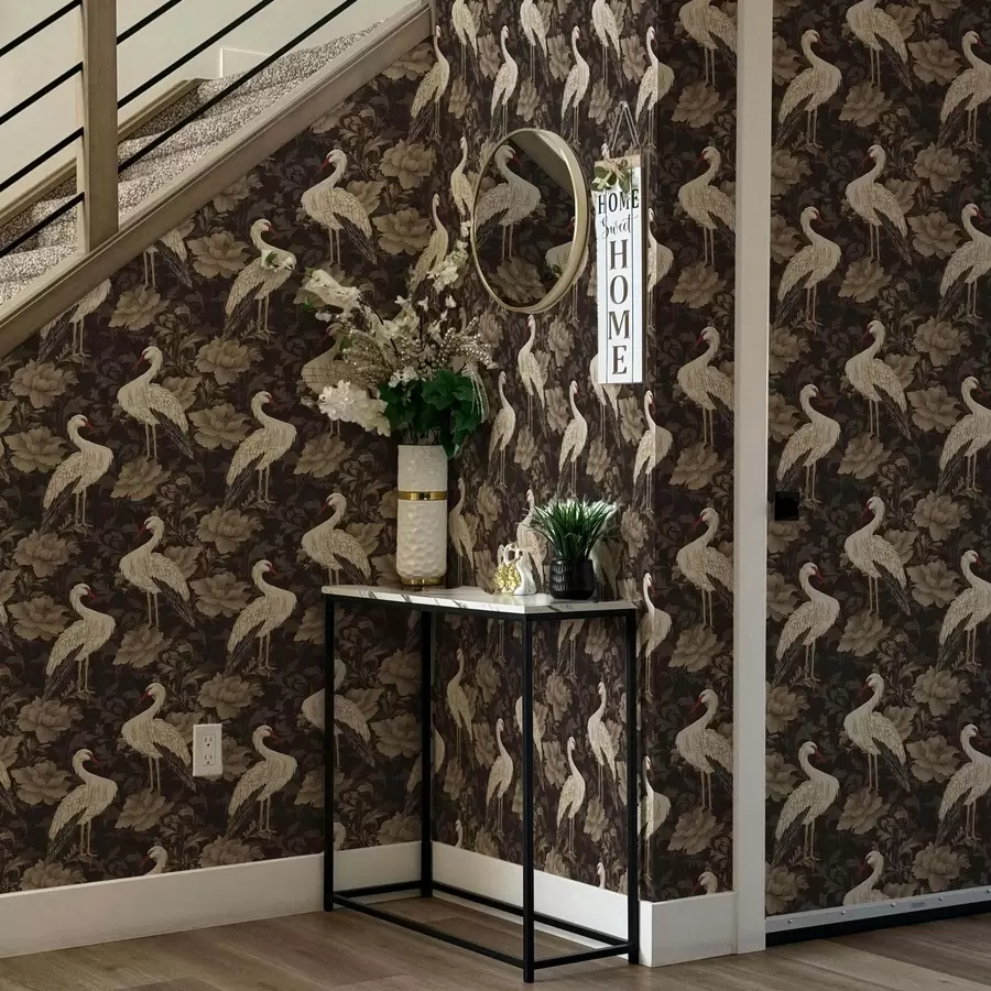 Fototapeedid Jõhvikad suurte lillede vahel klassikalises pastelses paletis a00108