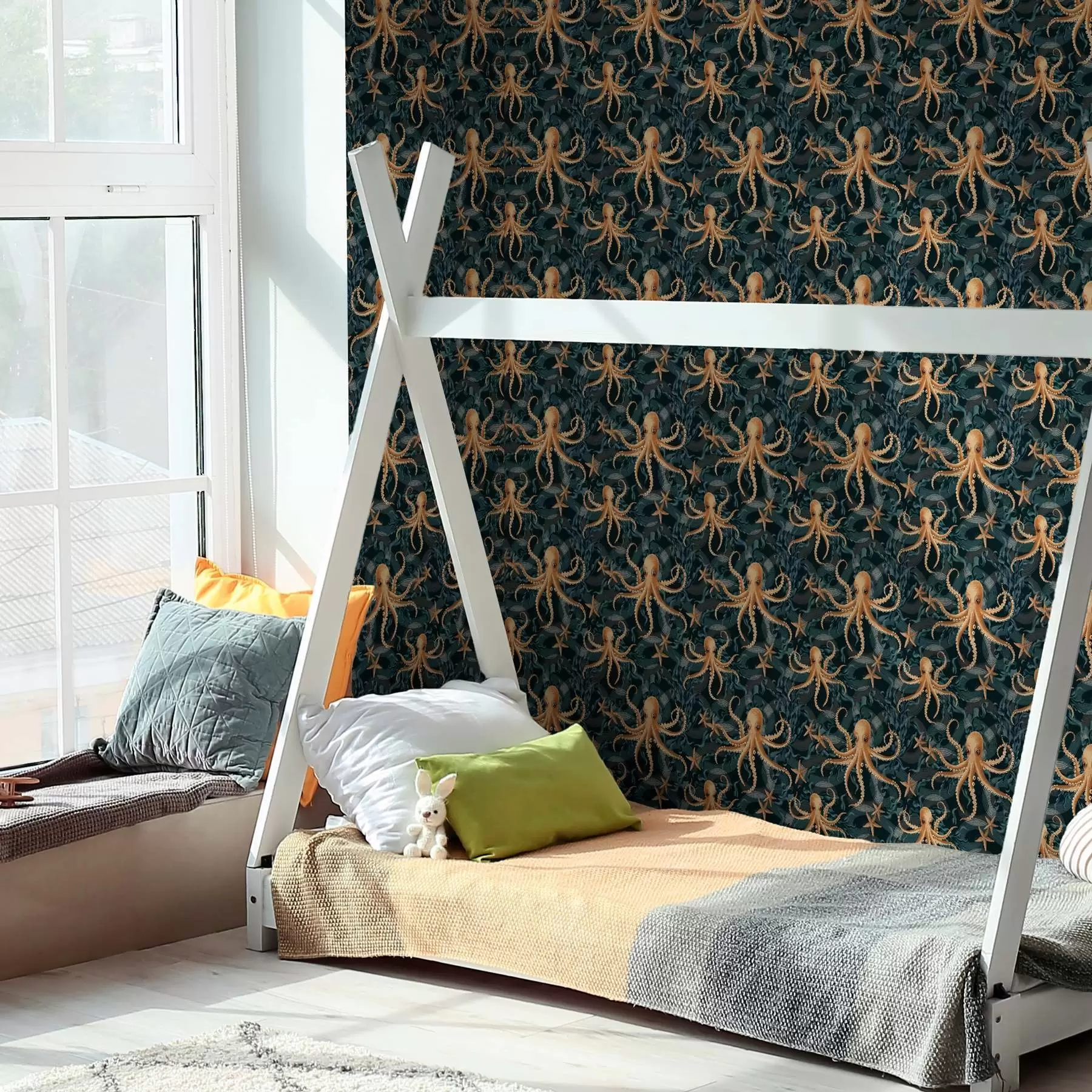 Fototapeedid Kaheksajalgsed tumesinisel taustal a00120v1