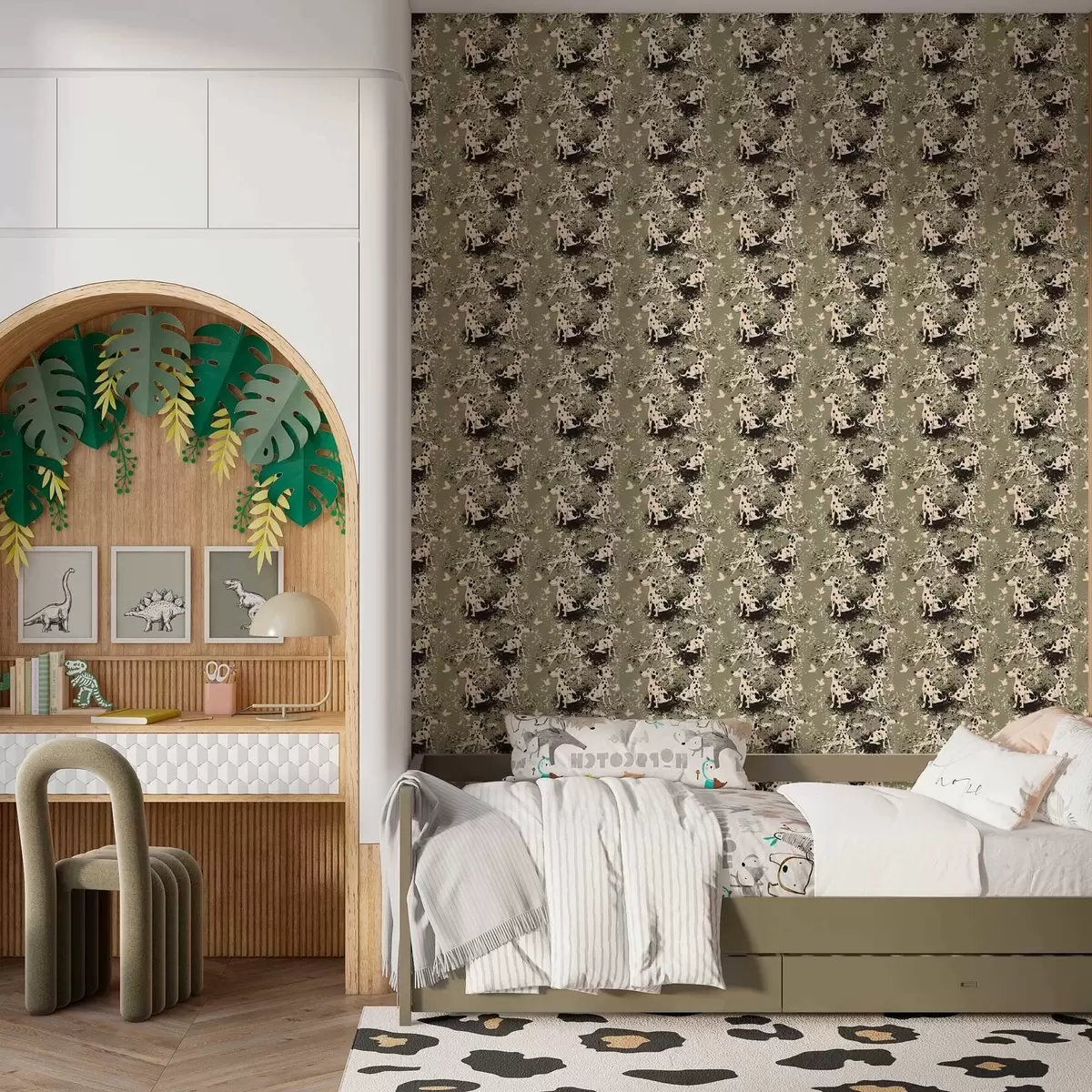 Tapeet Dalmaadid oliivipuu taustal a00122