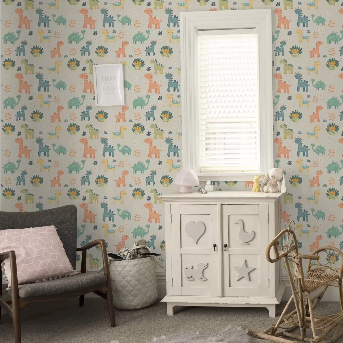 Tapeet Laste dinosaurused pastelsetes värvides heledal taustal a00125