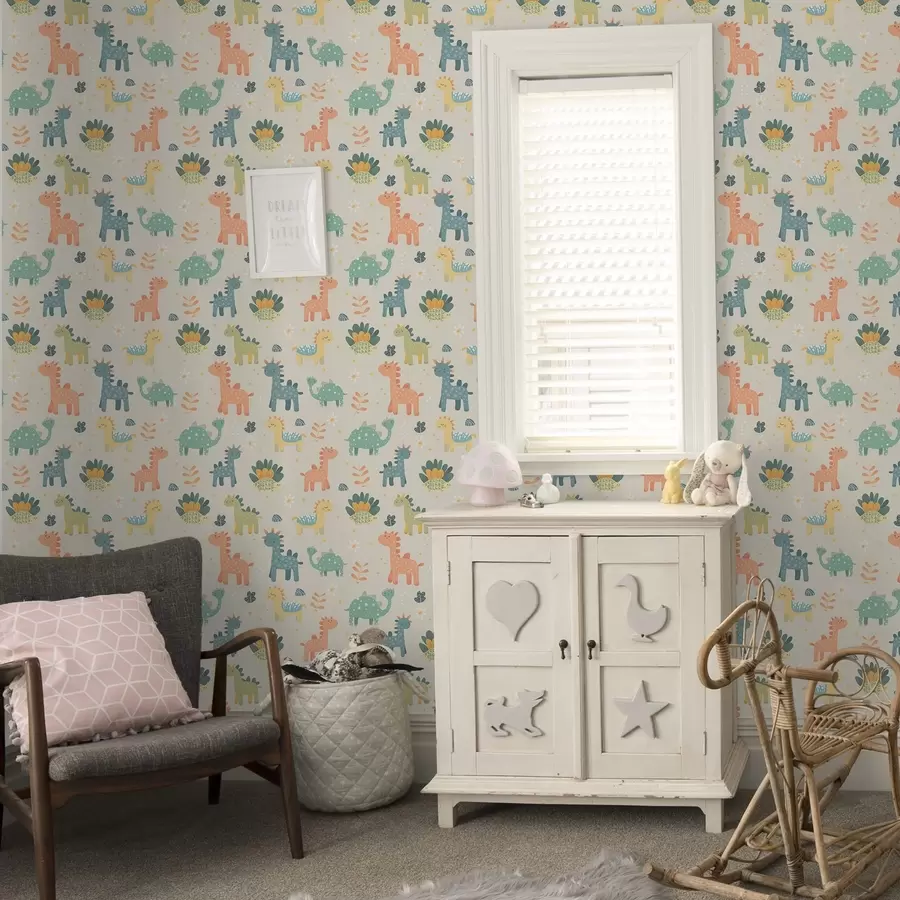 Fototapeedid Laste dinosaurused pastelsetes värvides heledal taustal a00125