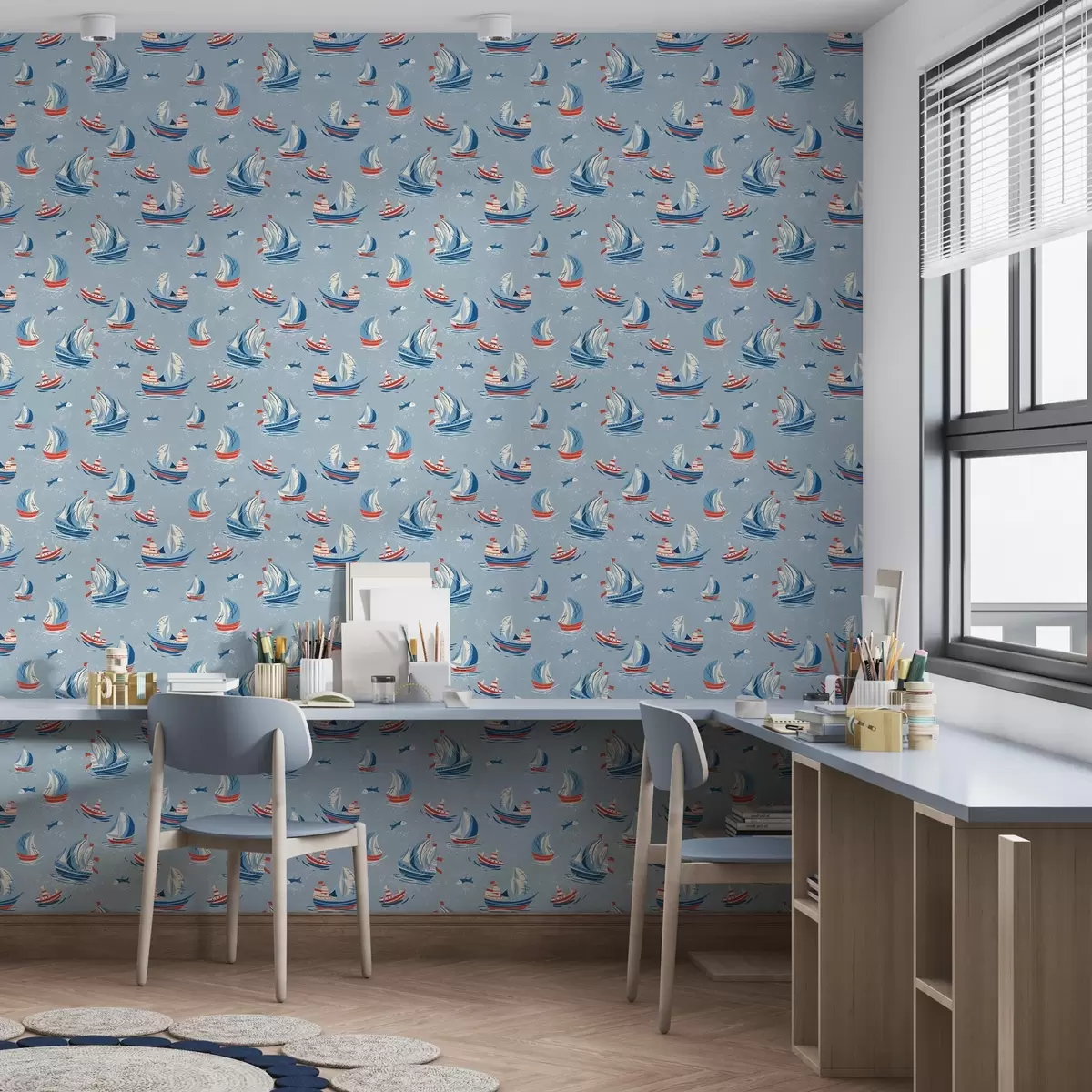 Tapeet Laevad sinisel taustal a00126
