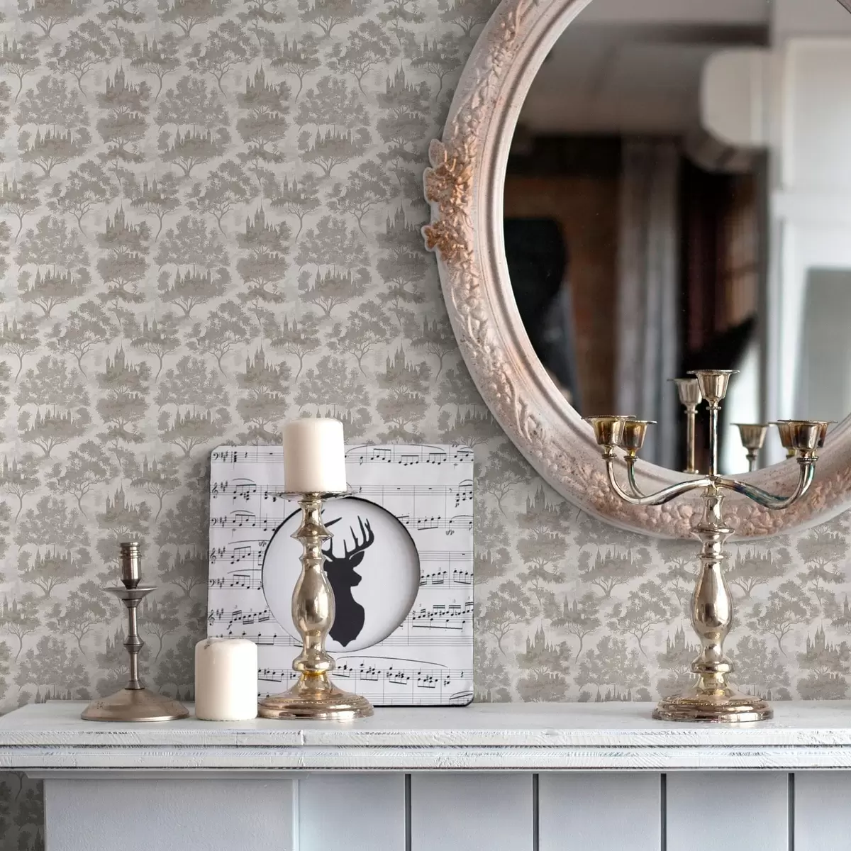 Tapeet Lossi metsas halli ja beeži stiilis a00130