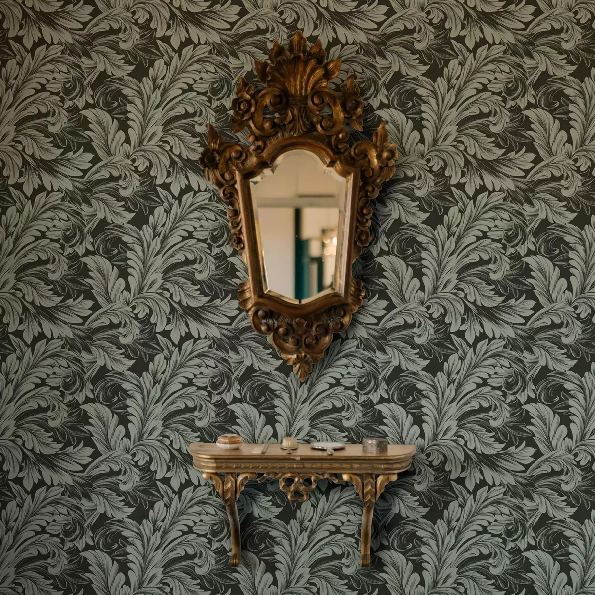 Tapeet Tumeroheline taust piparmündi kiharatega a00135v4