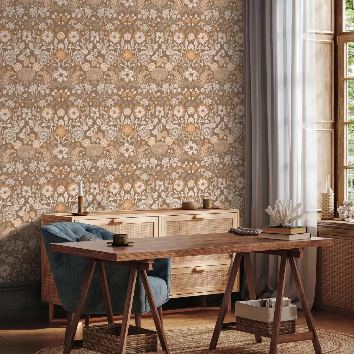 Tapeet Terrakota lillekompositsioon koos ornamendiga a00145v1