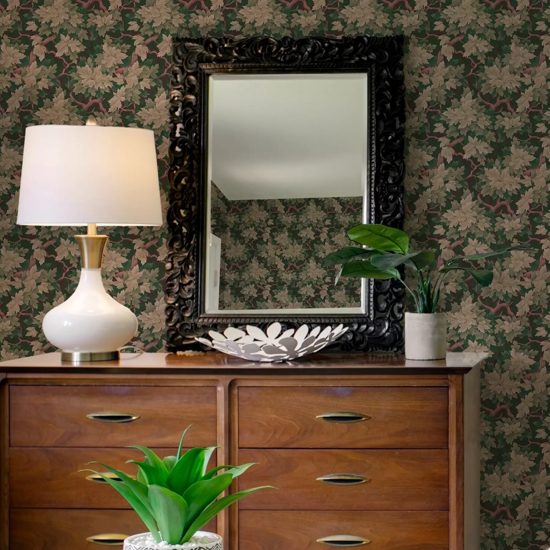 Fototapeedid Lehed soojas värvipaletis tumedal taustal a00151v1