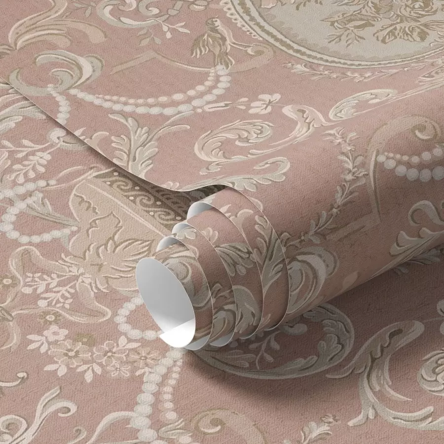 Fototapeedid Barokne ornament lilledega roosa taustal a00160