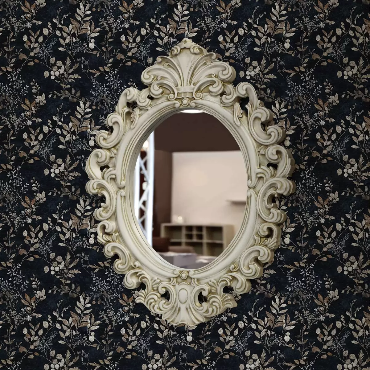 Tapeet Klassikaline heledate värvidega lilleline trükis tumedal taustal a00166v2