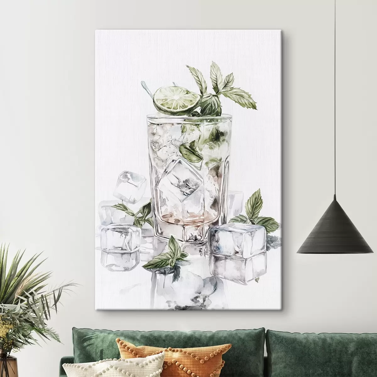 Pilt Mojito kokteil, akvarellistiilis joogid, piparmünt s44302