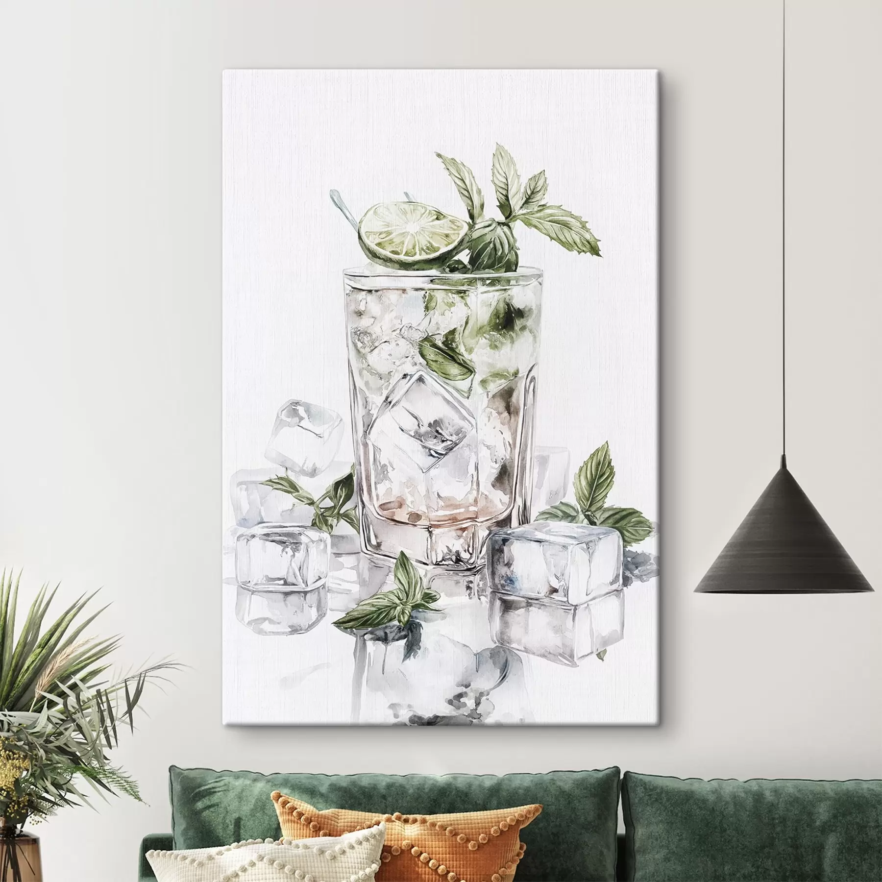 Fototapeedid Mojito kokteil, akvarellistiilis joogid, piparmünt s44302