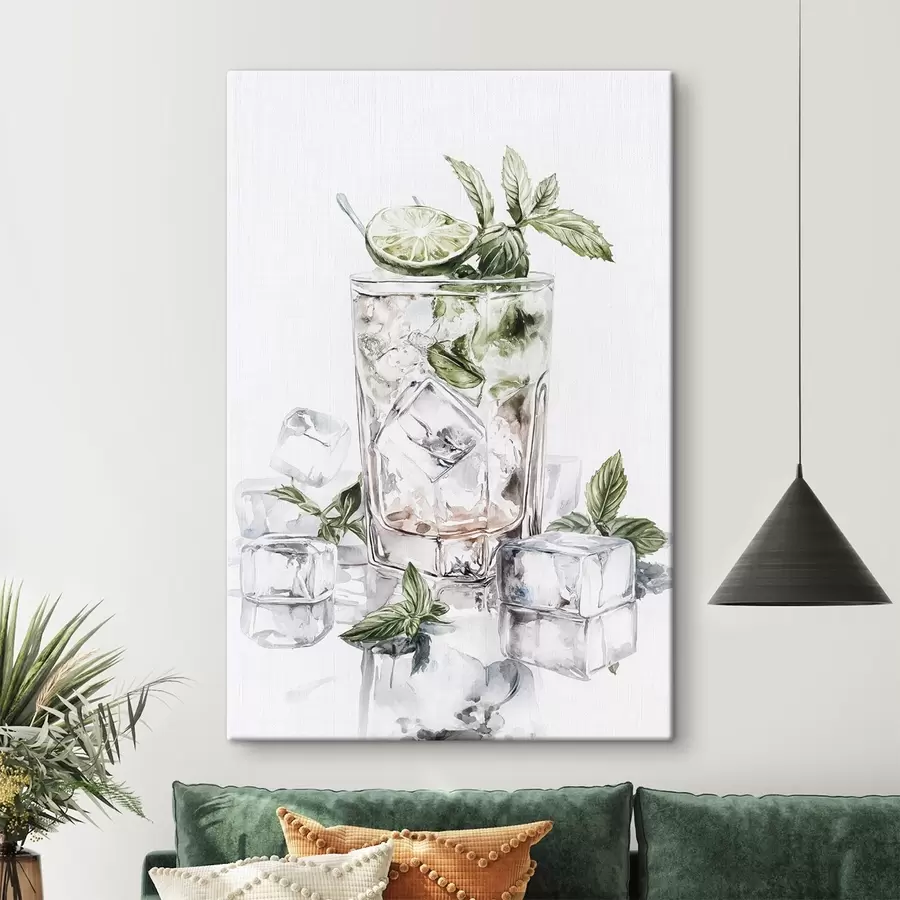 Pilt Mojito kokteil, akvarellistiilis joogid, piparmünt s44302