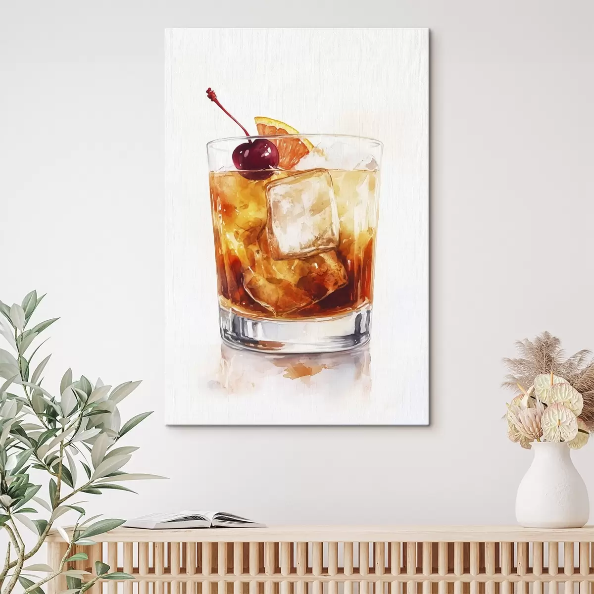 Pilt Apelsinikokteil jää ja kirssiga, akvarellstiilis s44303