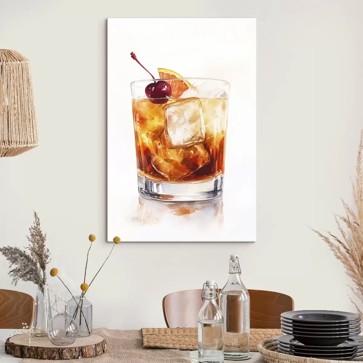 Pilt Apelsinikokteil jää ja kirssiga, akvarellstiilis s44303