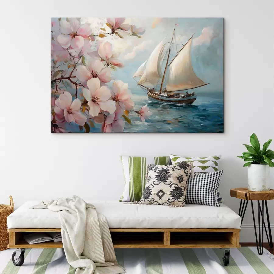 Pilt Paat merel ja suured lilled s44330