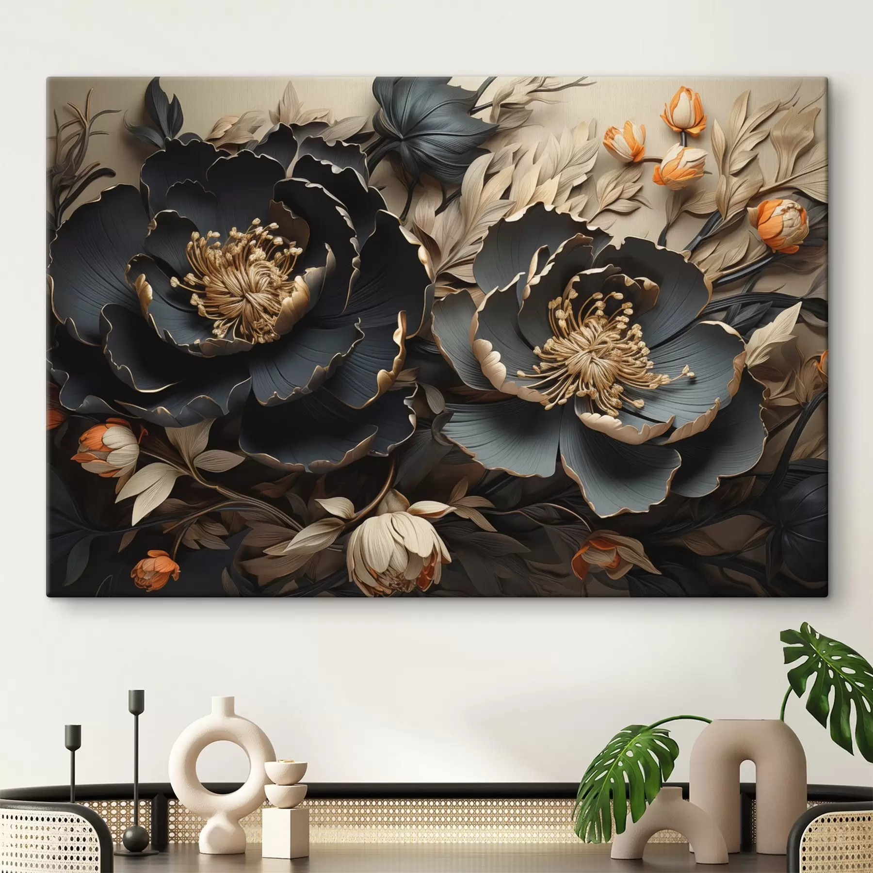 Fototapeedid Suured tumedad lilled s44378