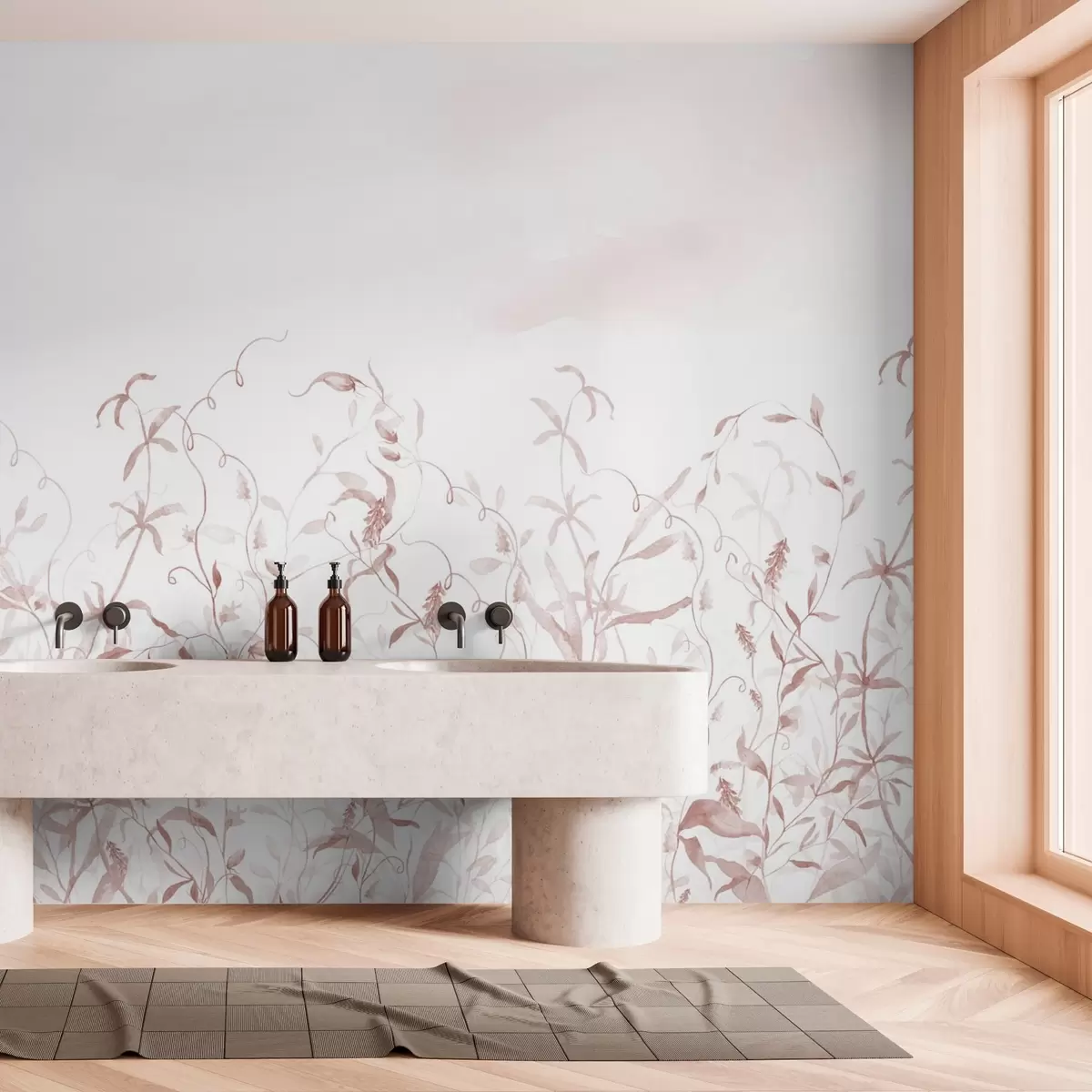 Fototapeedid Taimestiku imitatsioon tekstuurne akvarell, punased toonid w03928