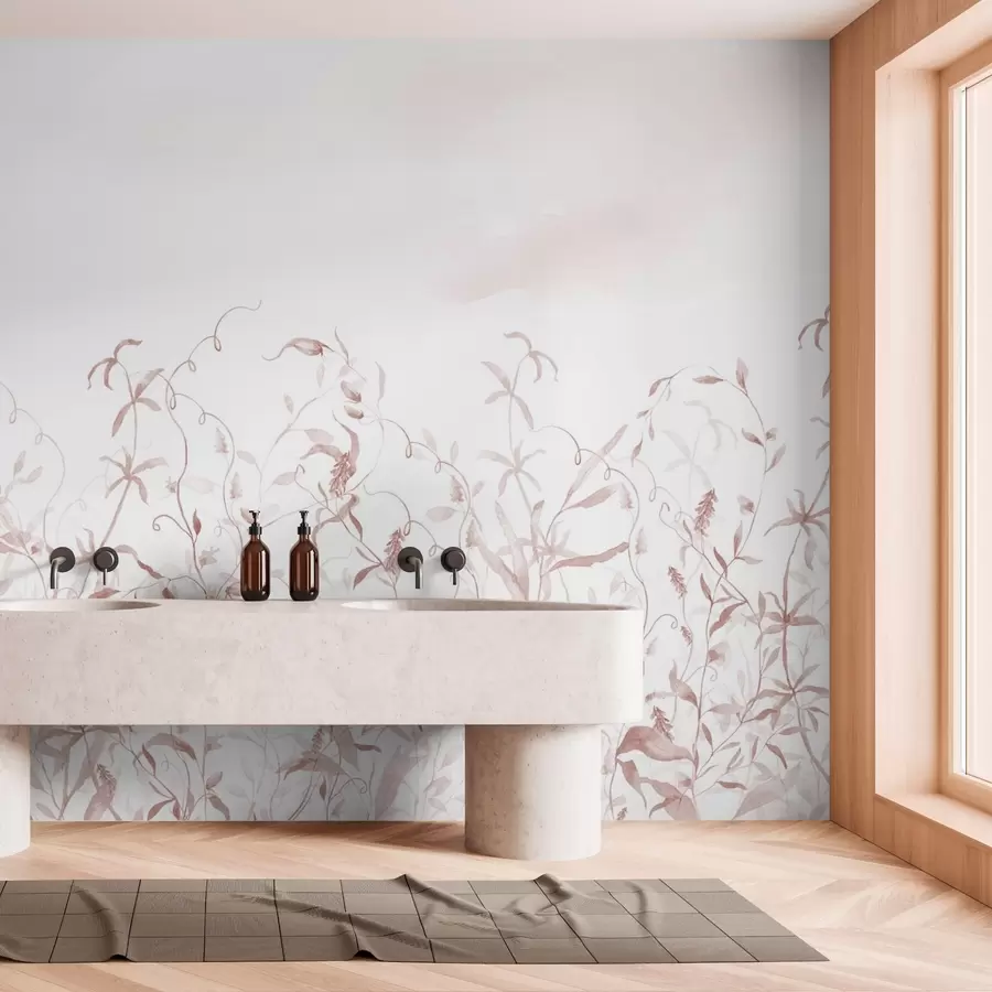 Fototapeedid Taimestiku imitatsioon tekstuurne akvarell, punased toonid w03928