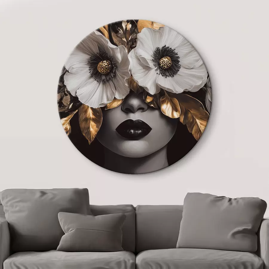 Pilt Poolabstraktne portree naisest koos lilledega r44365