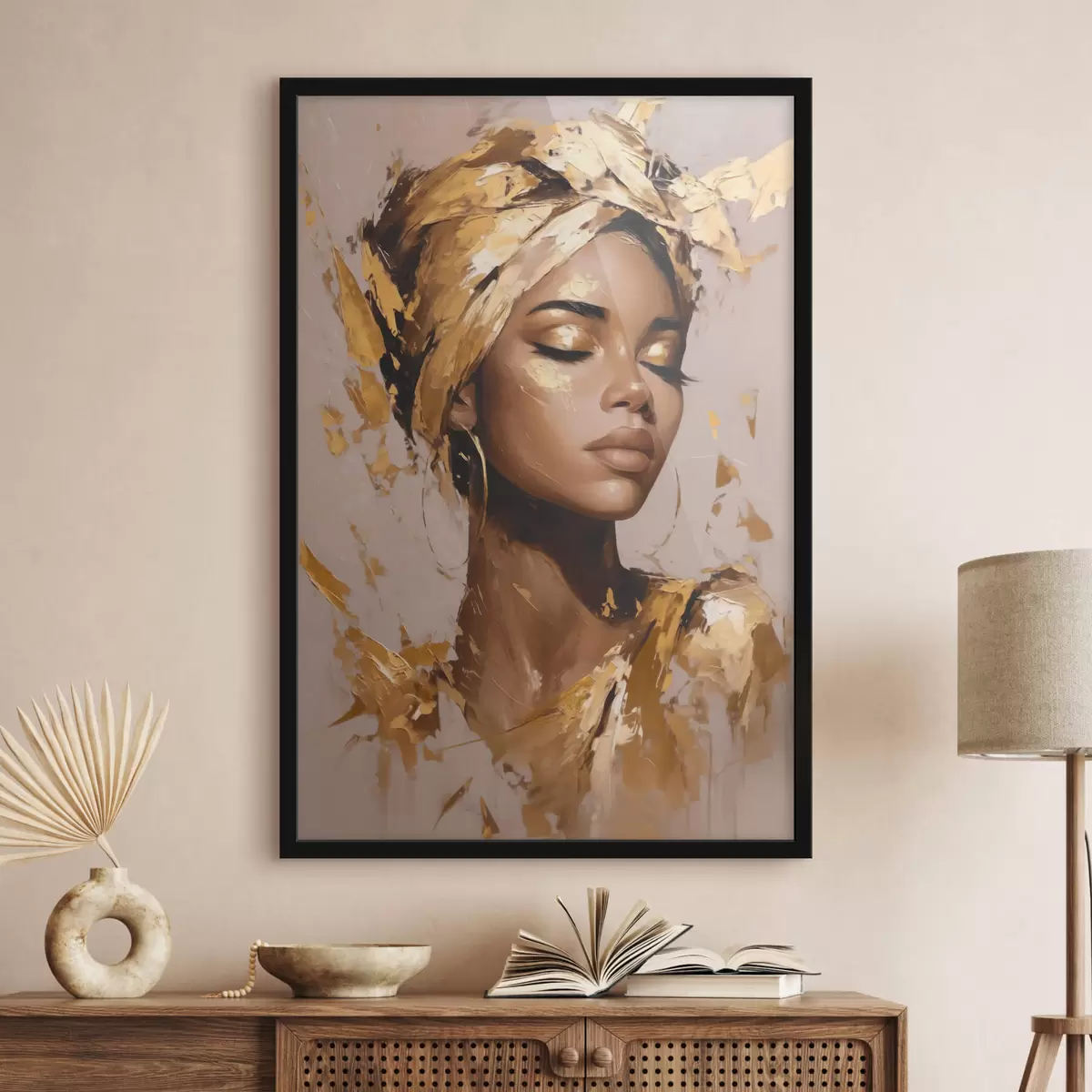 Plakat Kaunis elegantne naine, kes kannab peakatet f44368