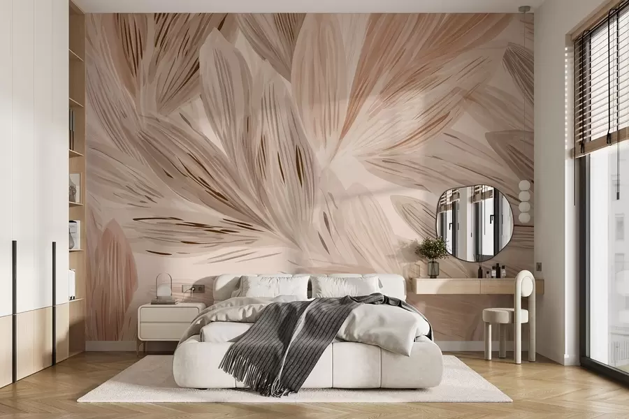 Fototapeedid Beežid taimed, kerge akvarellistiilis abstraktsioon w09127